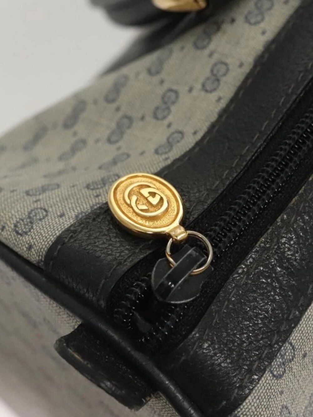 GUCCI Micro GG Supreme Sherry Line Bag PVC Navy Gold Red 40 02 007 Auth BA2011 - Picture 12 of 16